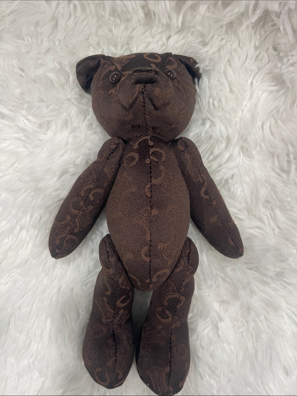Celine Brown Logo-Pattern Plush Bear Accent